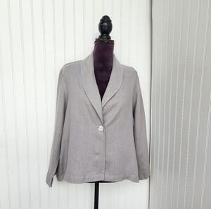 Christopher Calvin Linen Relaxed Lagenlook Boho Blazer Lightweight Gray Sz L
